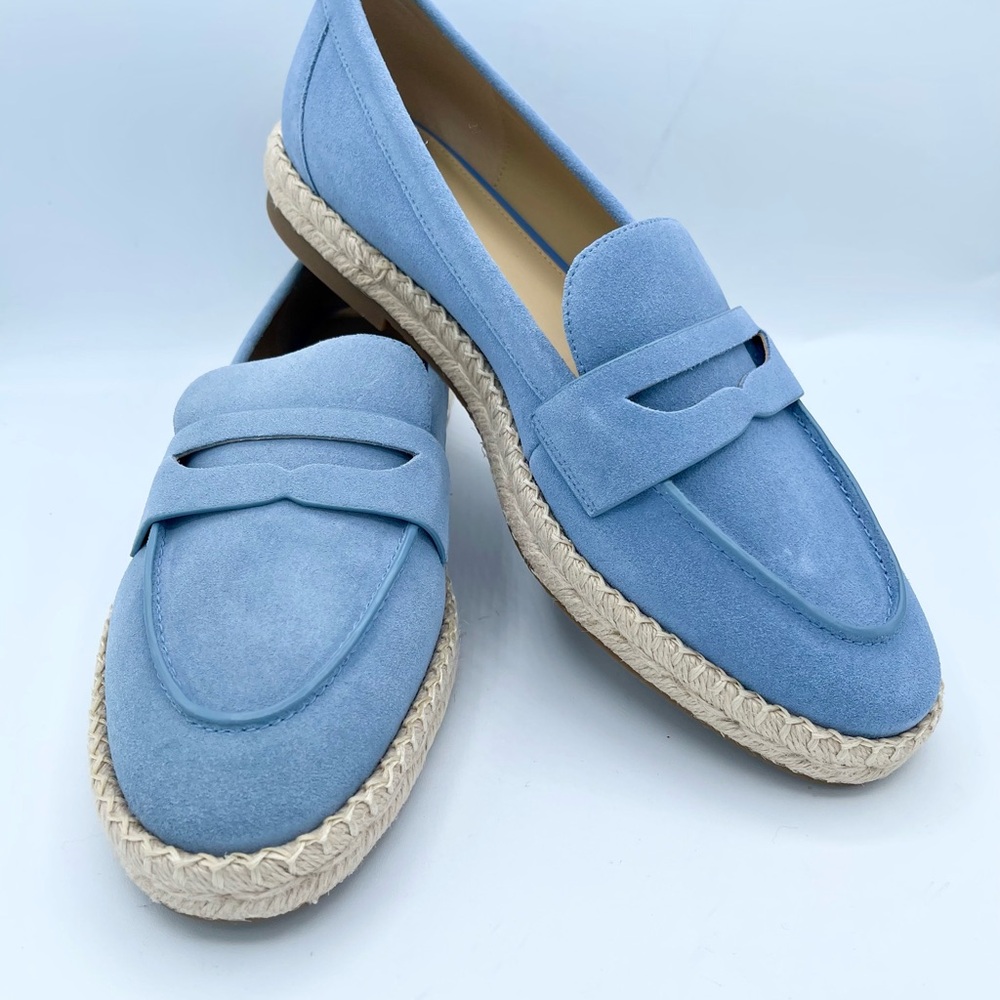 New Michael Kors Lennon Blue Suede Espadrille Size 8.5 - Picture 8 of 17